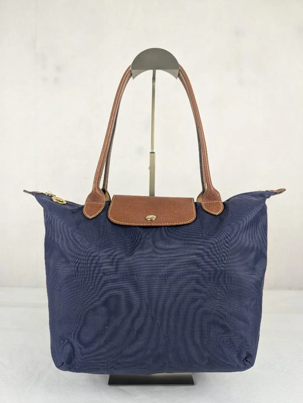 Longchamp Le Pliage Nylon Leather Shoulder Bag Blue | Used | Fast Shipping - Picture 1 of 13